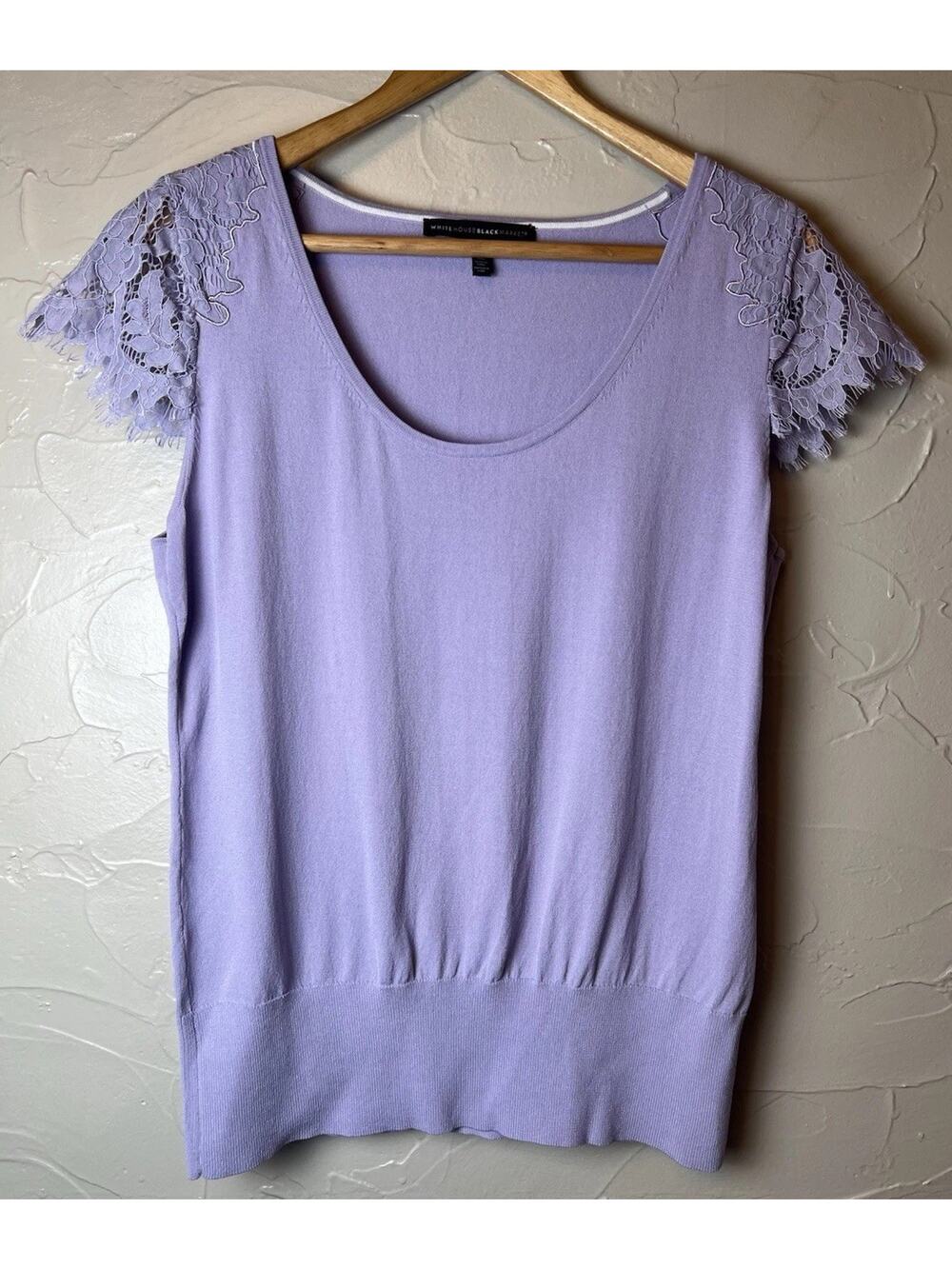 White House Black Market Top Women’s Sz Large Purple Lace Fairy Romantic Blouse